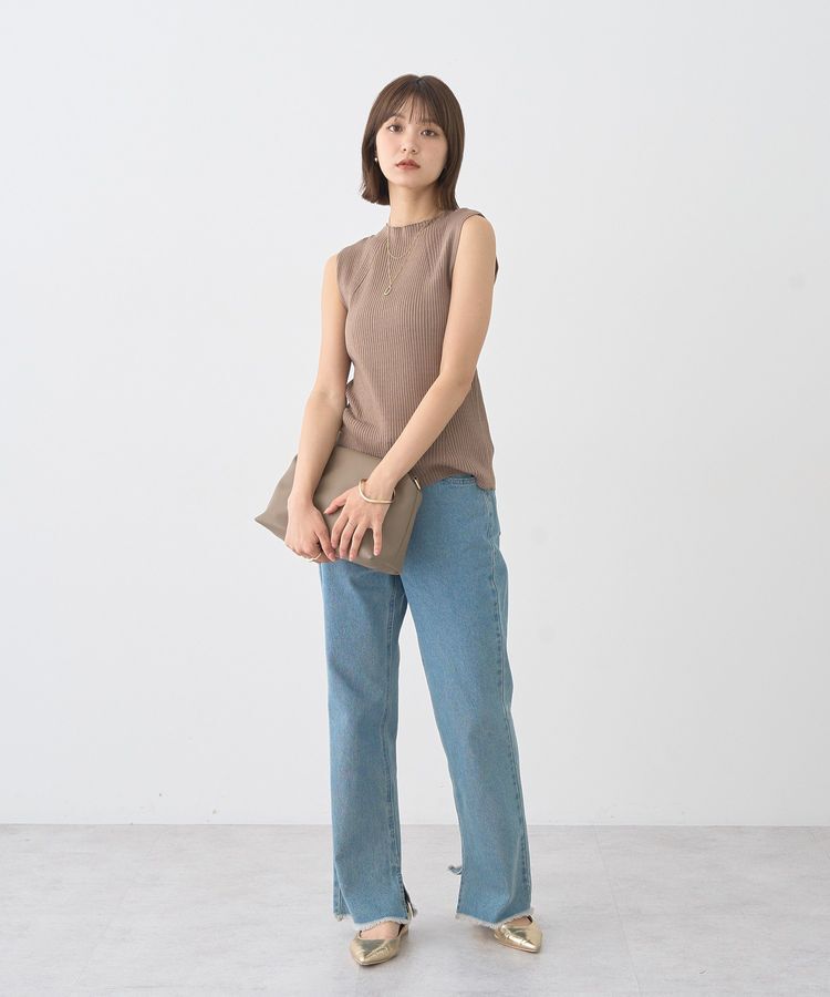 earth music&ecology「ランダムリブボトルネックノースリーブニット」|ニット・セーター|