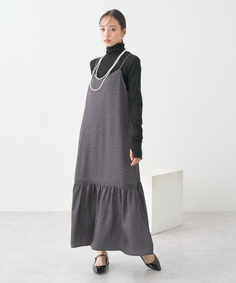 earth music&ecology「アソートサテンキャミワンピース」|ワンピース|Dot Gray