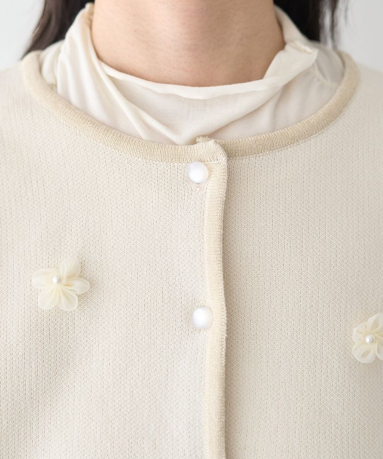 earth music&ecology「フラワーモチーフニットカーディガン」|カーディガン|