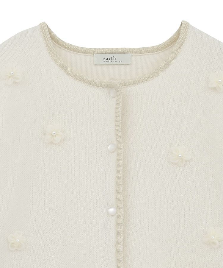 earth music&ecology「フラワーモチーフニットカーディガン」|カーディガン|