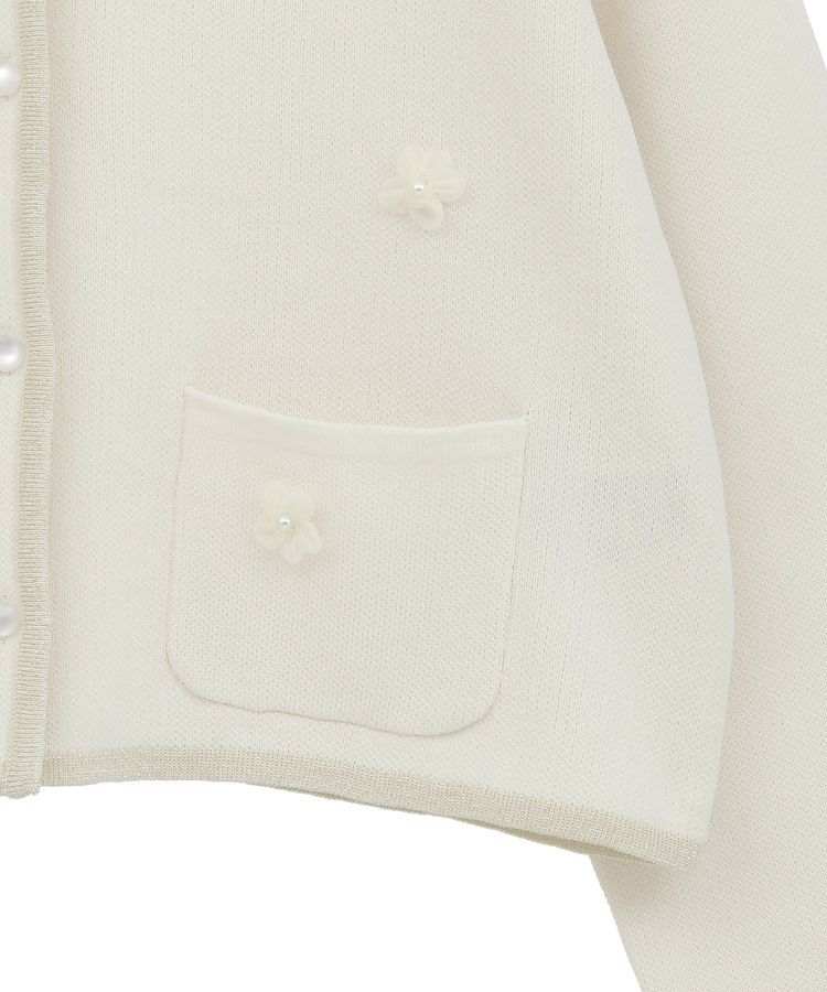 earth music&ecology「フラワーモチーフニットカーディガン」|カーディガン|