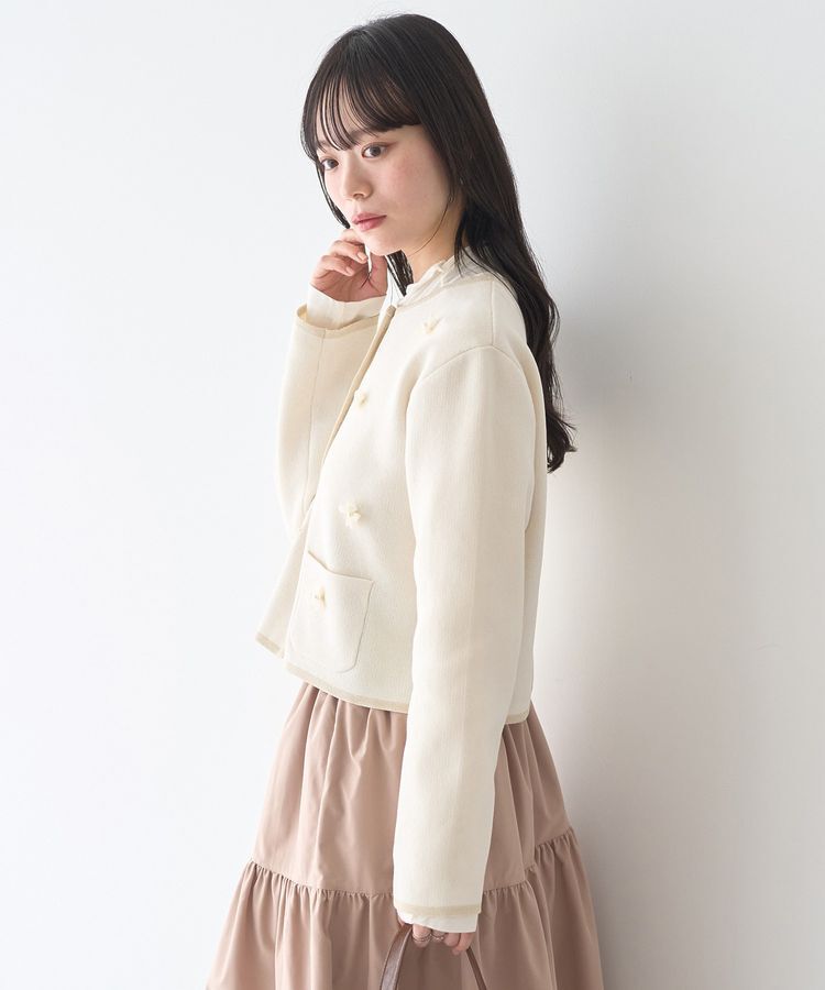 earth music&ecology「フラワーモチーフニットカーディガン」|カーディガン|