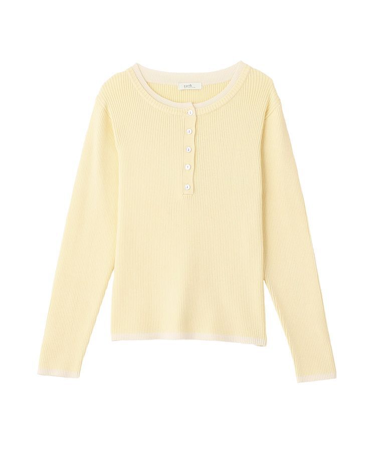 earth music&ecology「バイカラーヘンリーネックニットプルオーバー」|ニット・セーター|