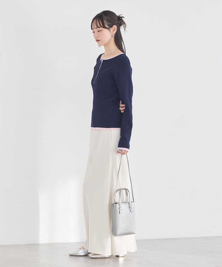 earth music&ecology「バイカラーヘンリーネックニットプルオーバー」|ニット・セーター|