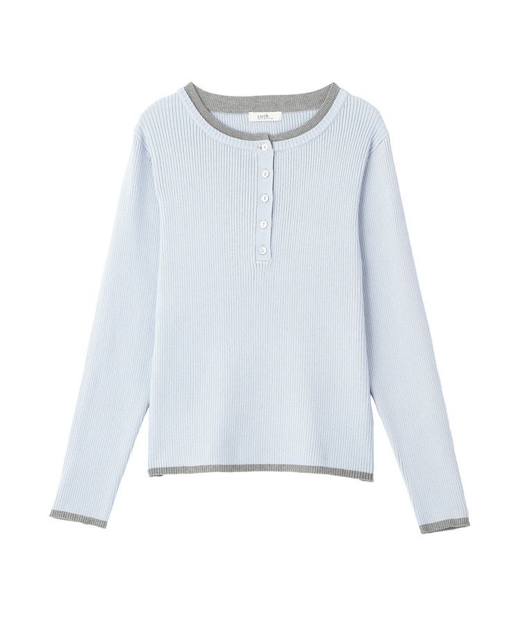 earth music&ecology「バイカラーヘンリーネックニットプルオーバー」|ニット・セーター|Sax