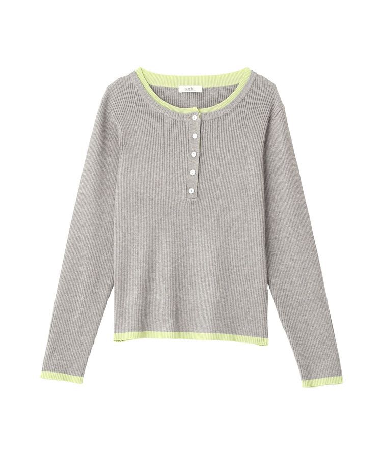 earth music&ecology「バイカラーヘンリーネックニットプルオーバー」|ニット・セーター|