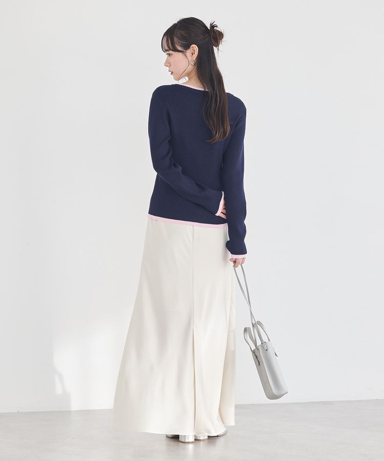 earth music&ecology「バイカラーヘンリーネックニットプルオーバー」|ニット・セーター|