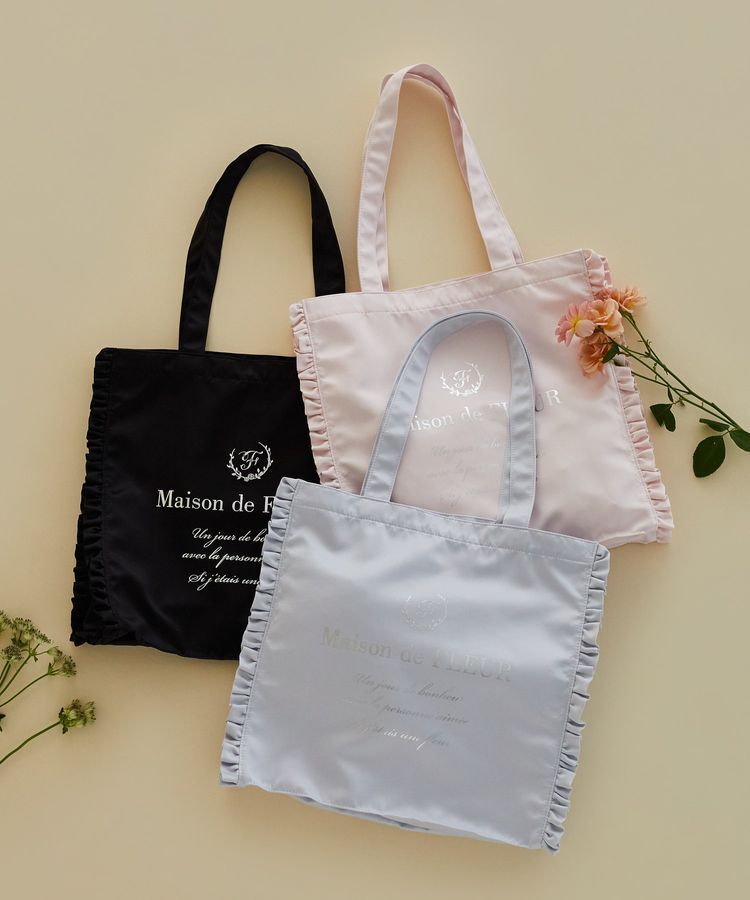 Maison de FLEUR「サテンフリルスクエアトートバッグ」|トートバッグ|