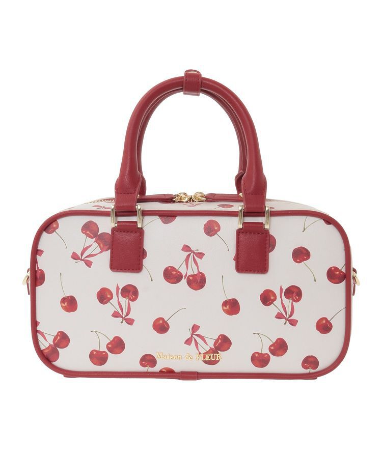 Maison de FLEUR「チェリー柄ボストンバッグ」|ハンドバッグ|
