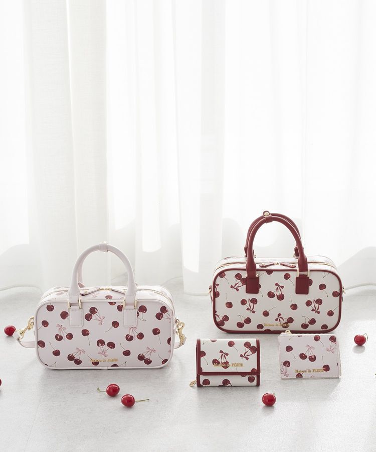 Maison de FLEUR「チェリー柄ボストンバッグ」|ハンドバッグ|