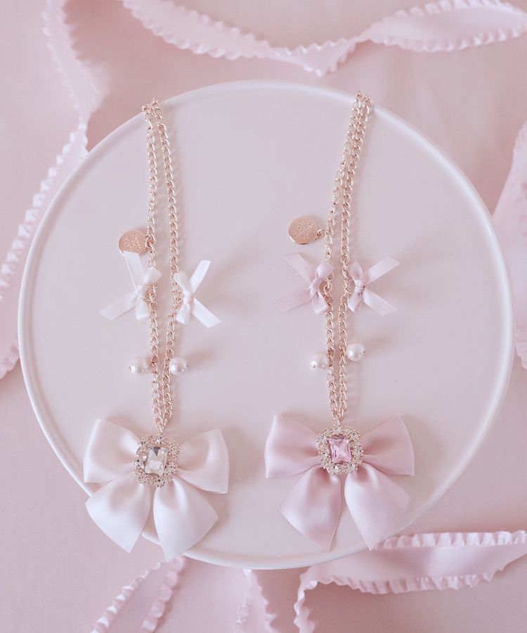 Maison de FLEUR「ピンクマニアビジューリボンパールバッグチャーム」|その他|