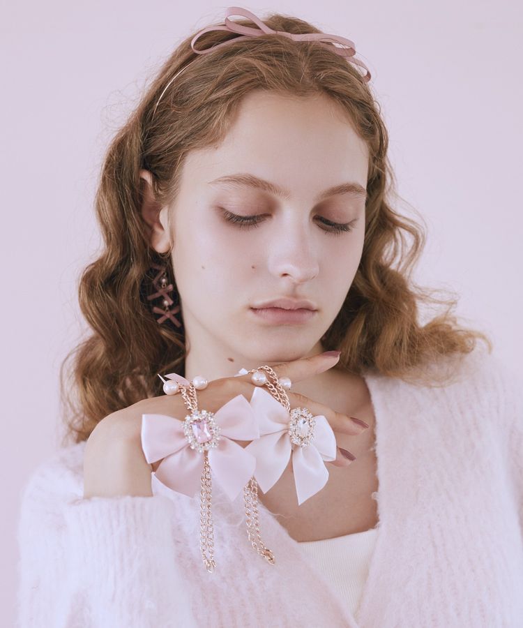 Maison de FLEUR「ピンクマニアビジューリボンパールバッグチャーム」|その他|