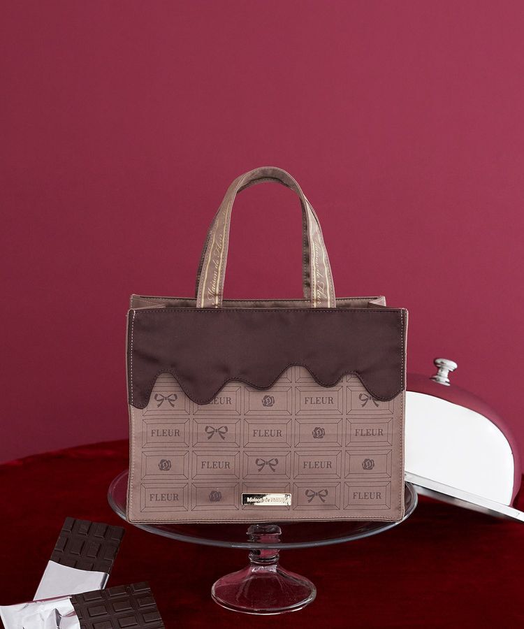 Maison de FLEUR「FLEURチョコレートスクエアトートバッグ」|トートバッグ|ブラウン