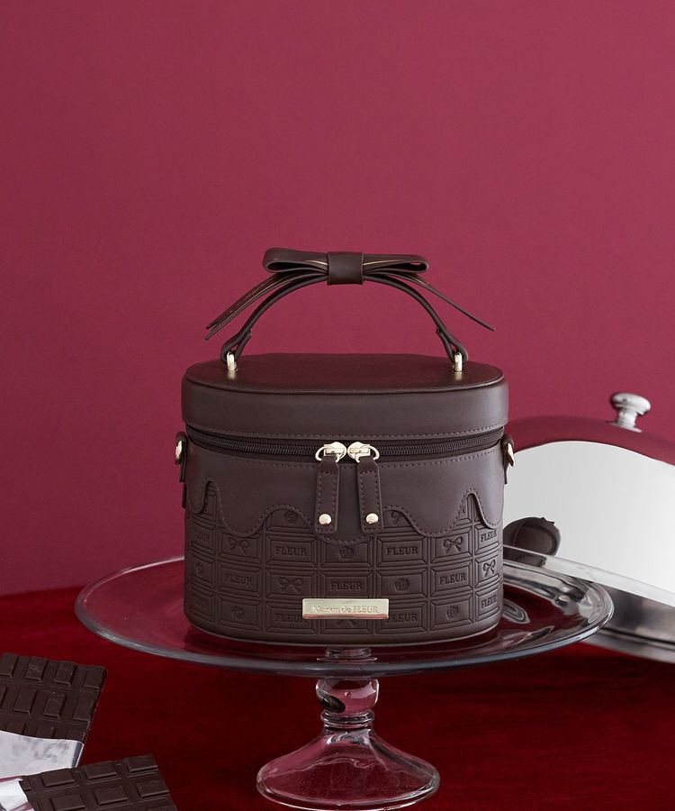 Maison de FLEUR「FLEURチョコレートキューブバッグ」|ハンドバッグ|ブラウン