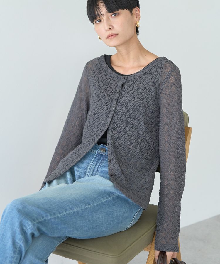 AMERICAN HOLIC「レースカーディガン」|カーディガン|Charcoal Gray