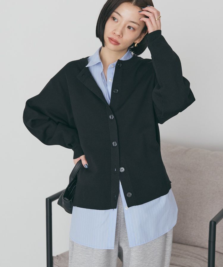 AMERICAN HOLIC「クルーネックニットカーディガン」|カーディガン|Black