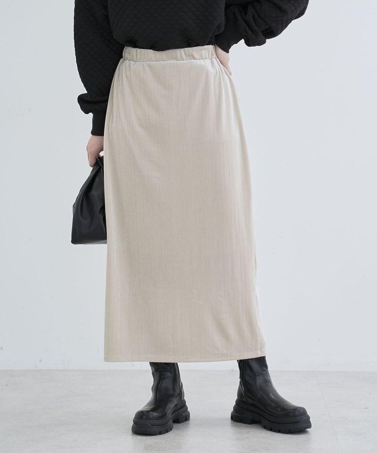 Green Parks「ラメベロアIラインスカート」|スカート|Ecru