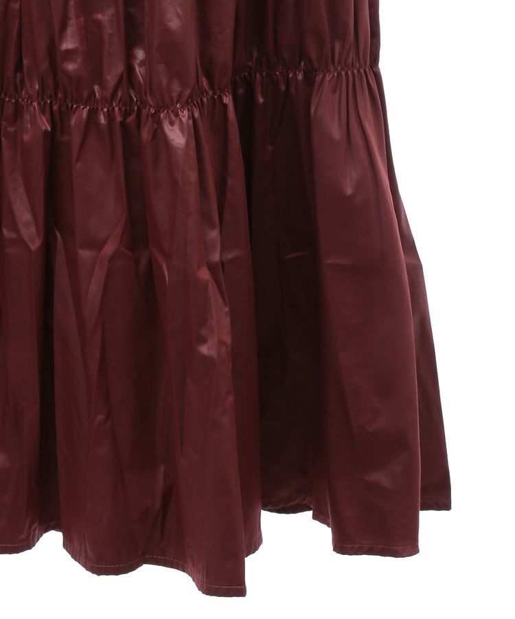 Green Parks「チンツ加工シャーリングスカート」|フレア|