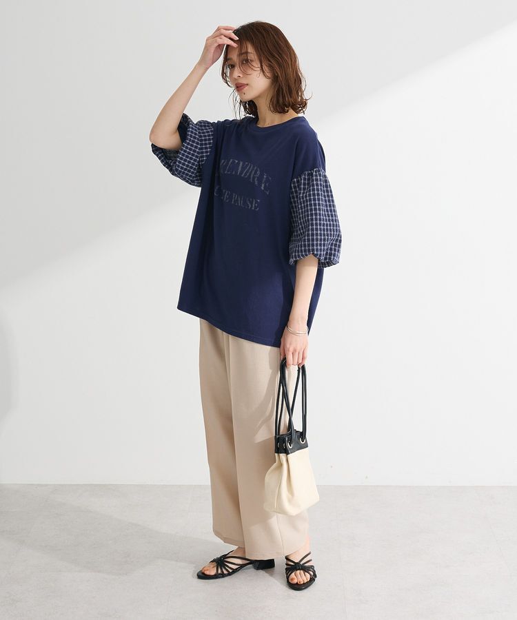 Green Parks「チェックバルーンスリーブロゴチュニック」|チュニック|