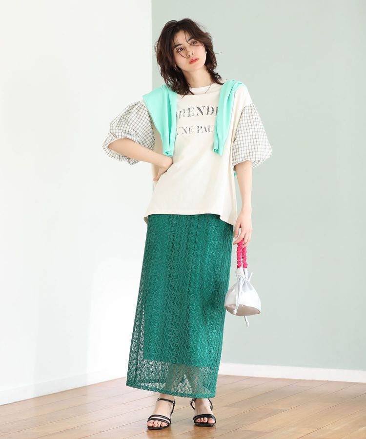 Green Parks「チェックバルーンスリーブロゴチュニック」|チュニック|