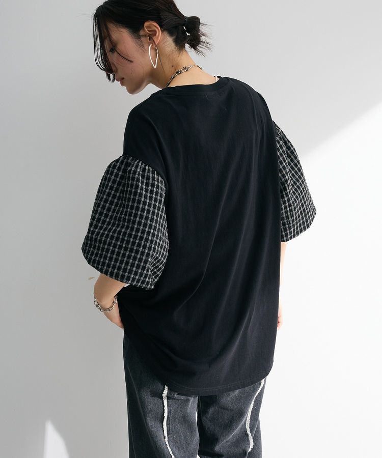 Green Parks「チェックバルーンスリーブロゴチュニック」|チュニック|