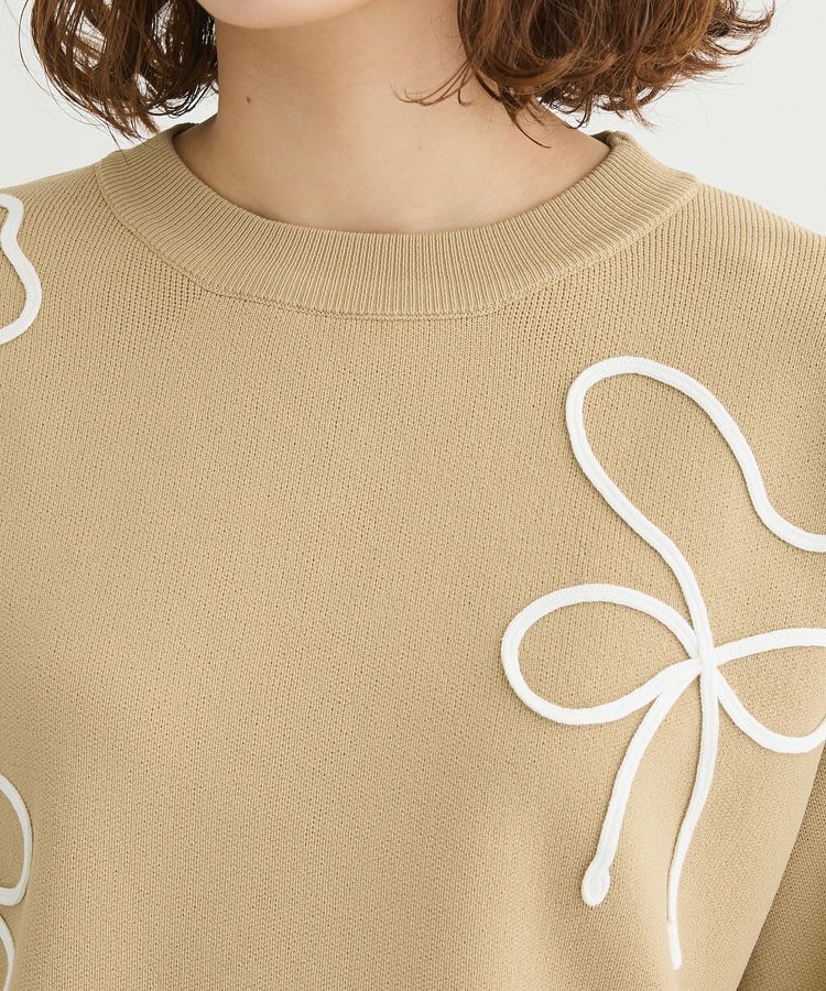 Green Parks「・ELENCARE DUE ライン刺繍5分袖ニット」|ニット・セーター|