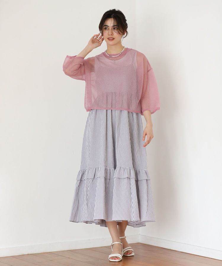 Green Parks「・ELENCARE DUE ギンガムキャミワンピース」|ワンピース|Gray