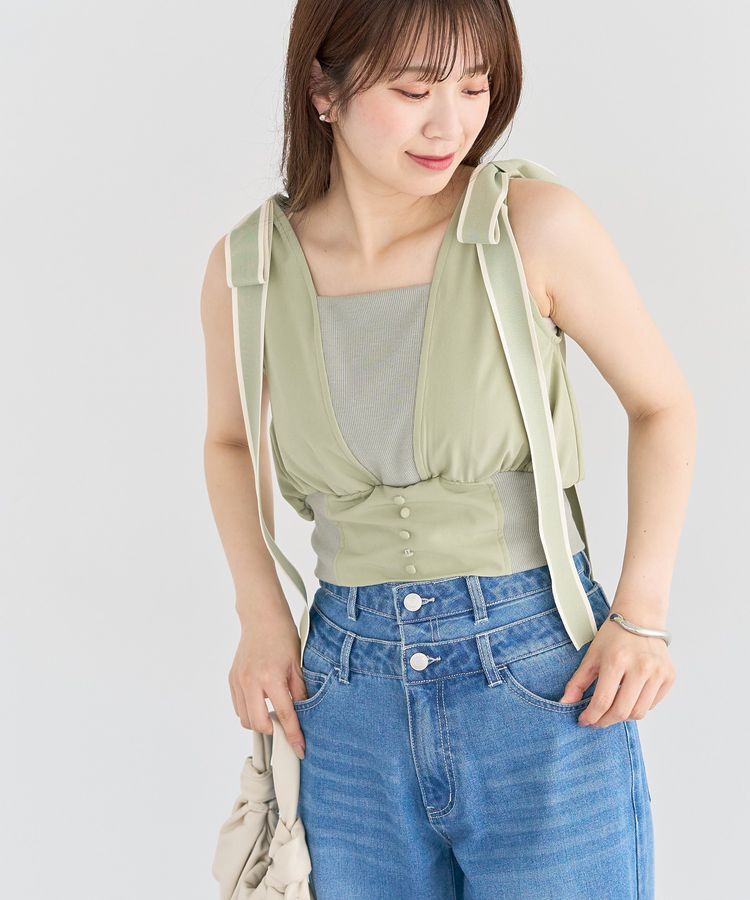 Green Parks「・swing by ショルダーリボンノースリーブ」|Tシャツ・カットソー|