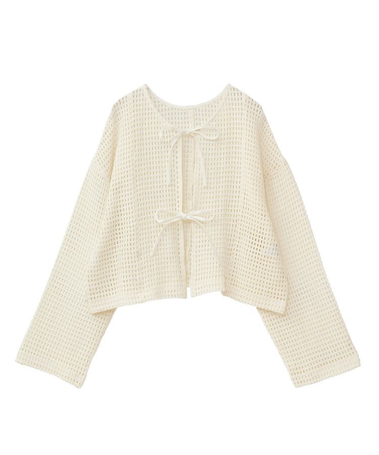 Green Parks「インド綿 前後2way メッシュショート丈カーディガン」|カーディガン|