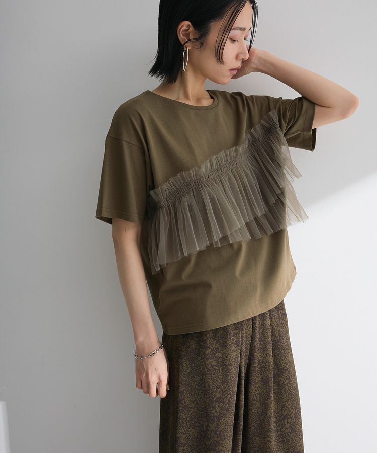 Green Parks「・ELENCARE DUE チュールフリルレイヤーTEE」|Tシャツ・カットソー|Khaki