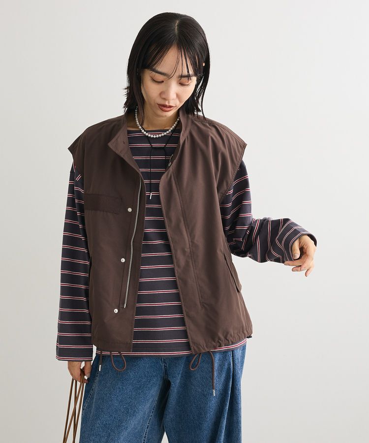 Green Parks「ミリタリーベスト」|ベスト・ジレ|Brown
