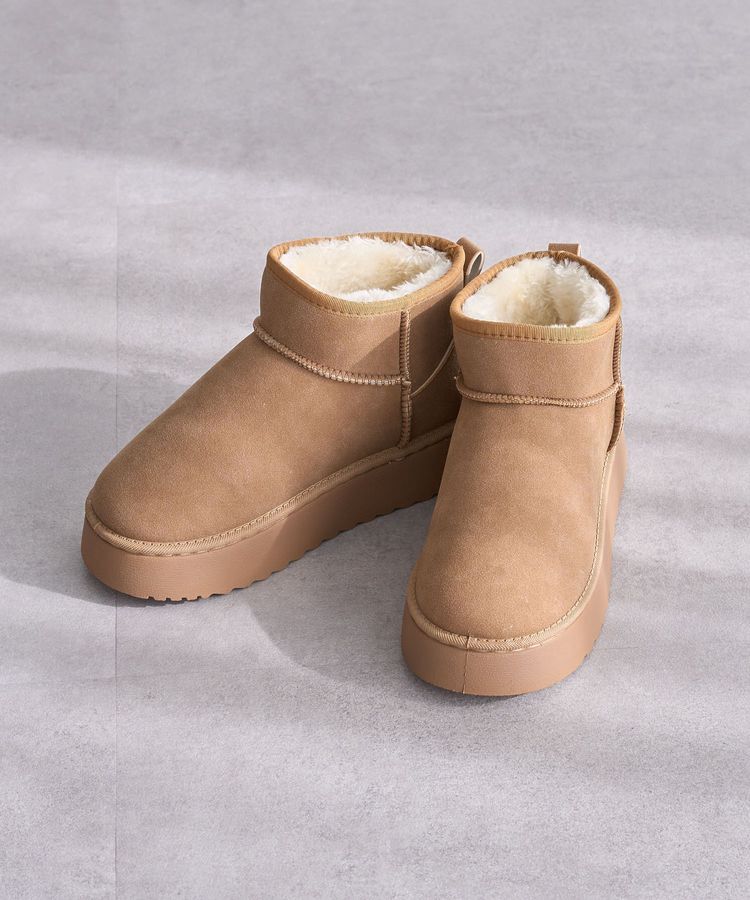 Green Parks「・minia フェイクムートンショートブーツ」|ショートブーツ|Camel