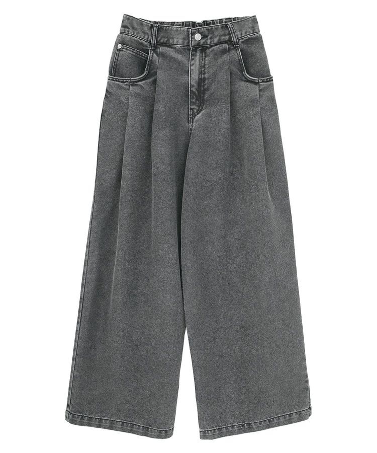 Green Parks「デニムタックワイドパンツ」|デニム|