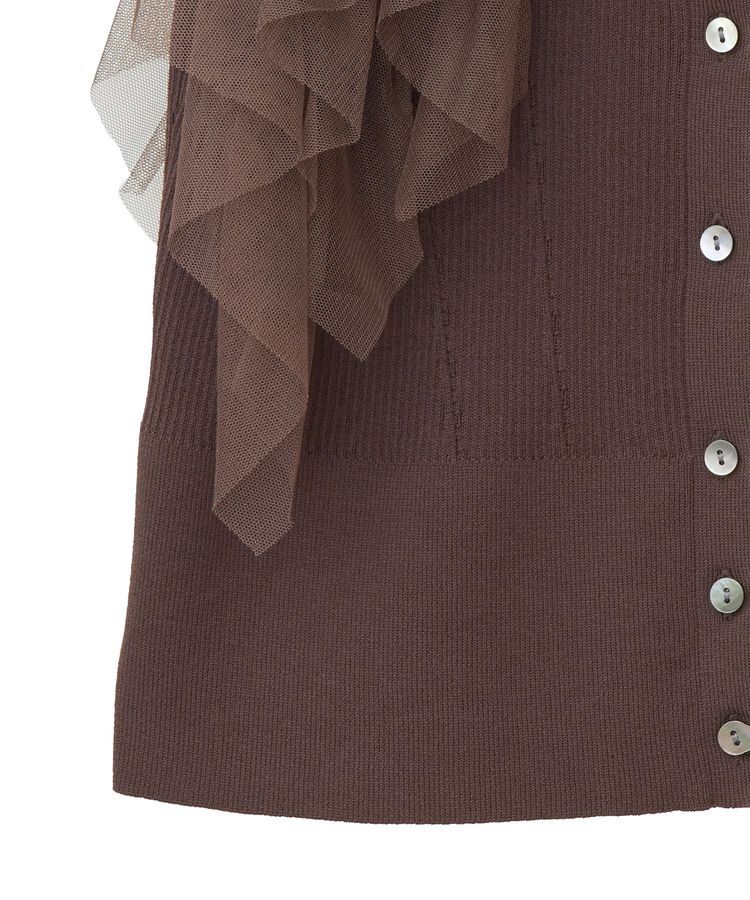 YECCA VECCA「チュールラッフルノースリーブカーディガン」|カーディガン|