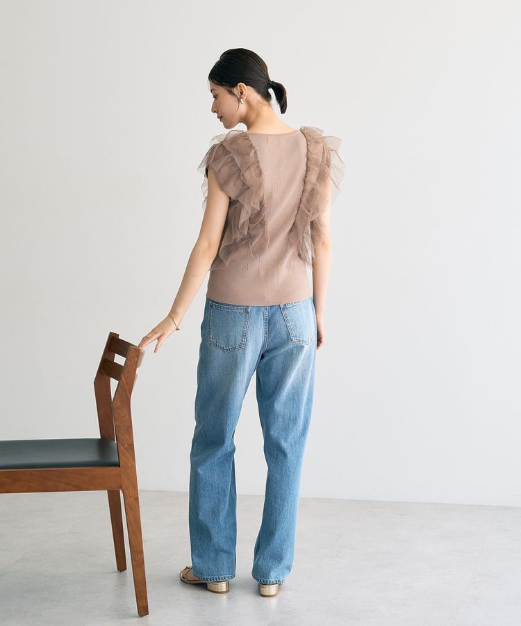 YECCA VECCA「チュールラッフルノースリーブカーディガン」|カーディガン|