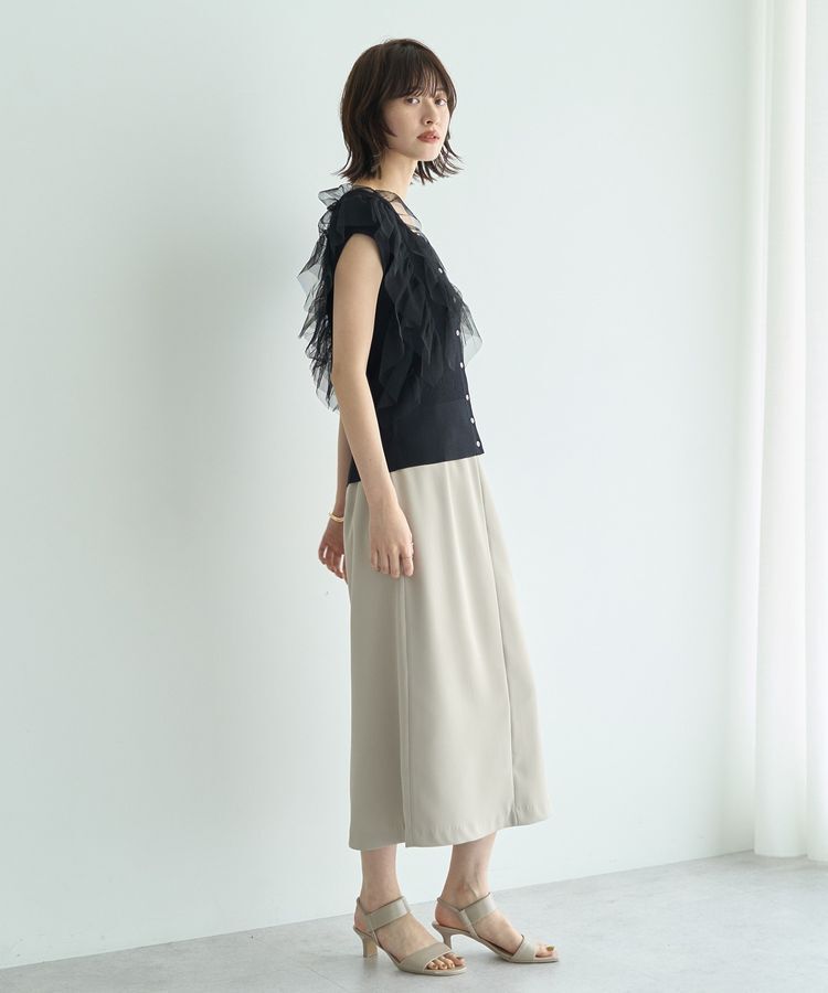 YECCA VECCA「チュールラッフルノースリーブカーディガン」|カーディガン|