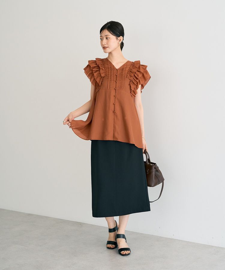 YECCA VECCA「ラッフルVネックブラウス」|シャツ・ブラウス|