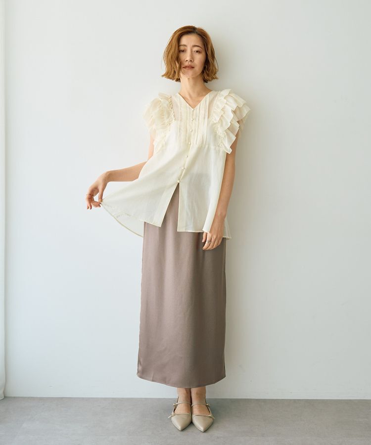 YECCA VECCA「ラッフルVネックブラウス」|シャツ・ブラウス|