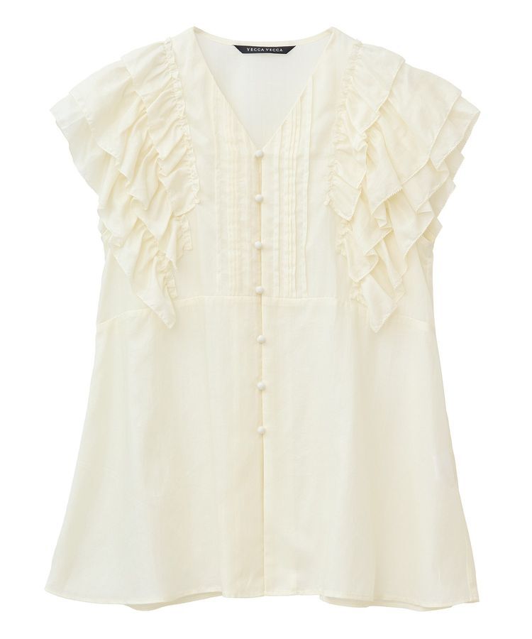 YECCA VECCA「ラッフルVネックブラウス」|シャツ・ブラウス|