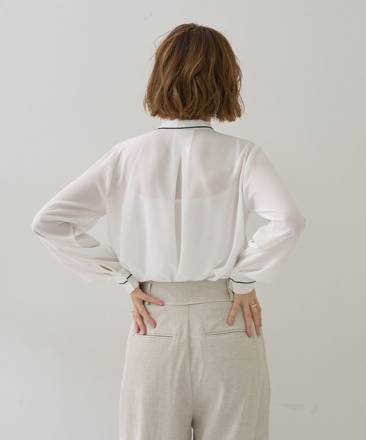 YECCA VECCA「配色ラインボウタイブラウス」|シャツ・ブラウス|