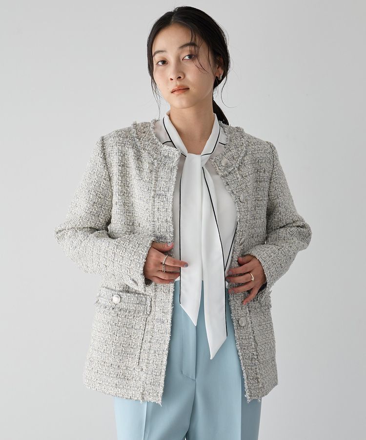 YECCA VECCA「配色ラインボウタイブラウス」|シャツ・ブラウス|