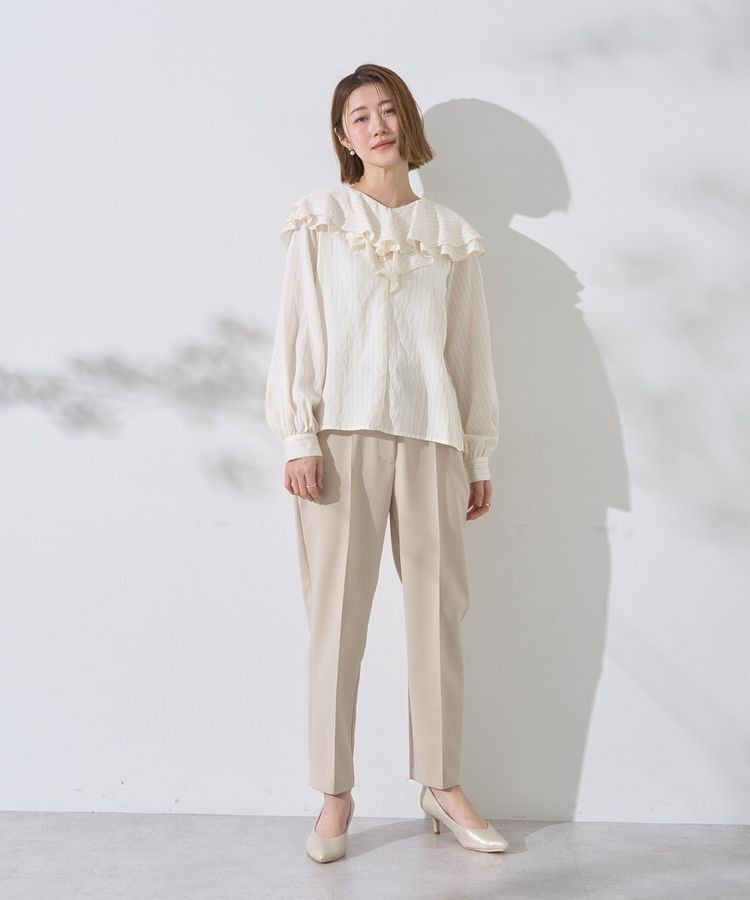 YECCA VECCA「ストライプ柄ラッフルブラウス」|シャツ・ブラウス|