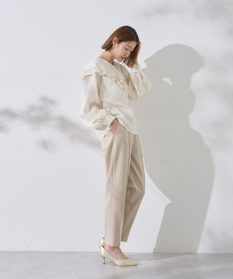 YECCA VECCA「ストライプ柄ラッフルブラウス」|シャツ・ブラウス|