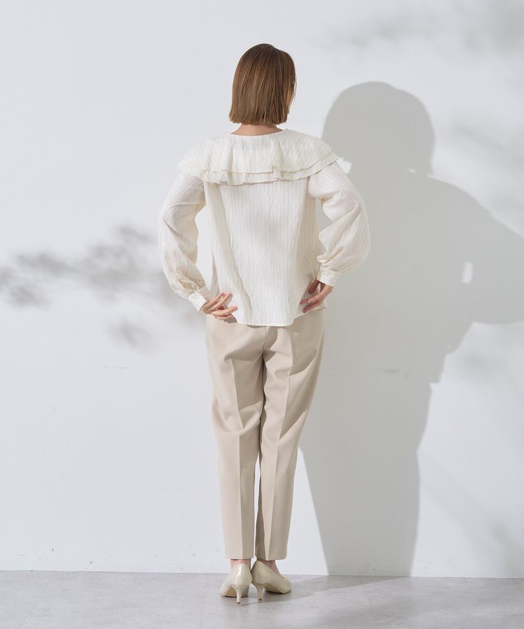 YECCA VECCA「ストライプ柄ラッフルブラウス」|シャツ・ブラウス|