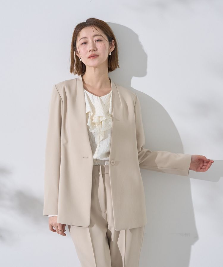 YECCA VECCA「ストライプ柄ラッフルブラウス」|シャツ・ブラウス|