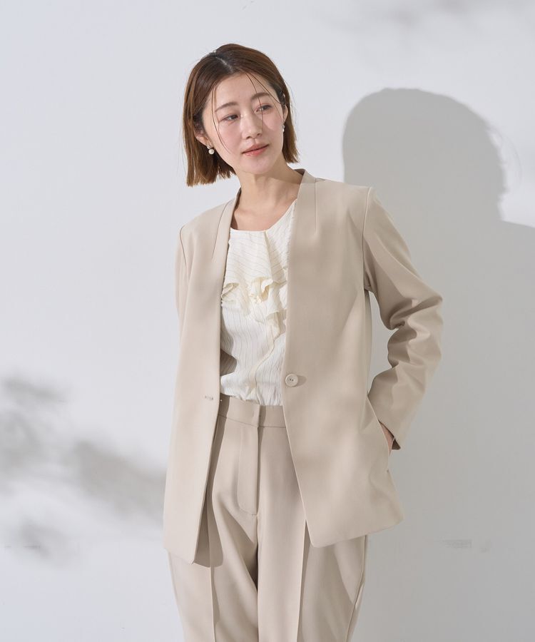 YECCA VECCA「ストライプ柄ラッフルブラウス」|シャツ・ブラウス|