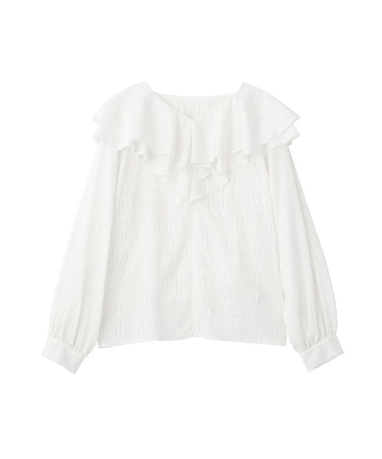 YECCA VECCA「ストライプ柄ラッフルブラウス」|シャツ・ブラウス|