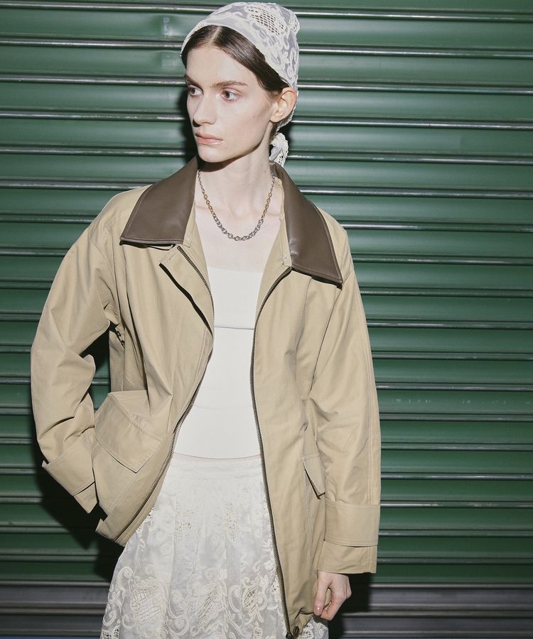 GARAGE OF GOOD CLOTHING「エコレザーカラーバルコート」|ステンカラーコート|