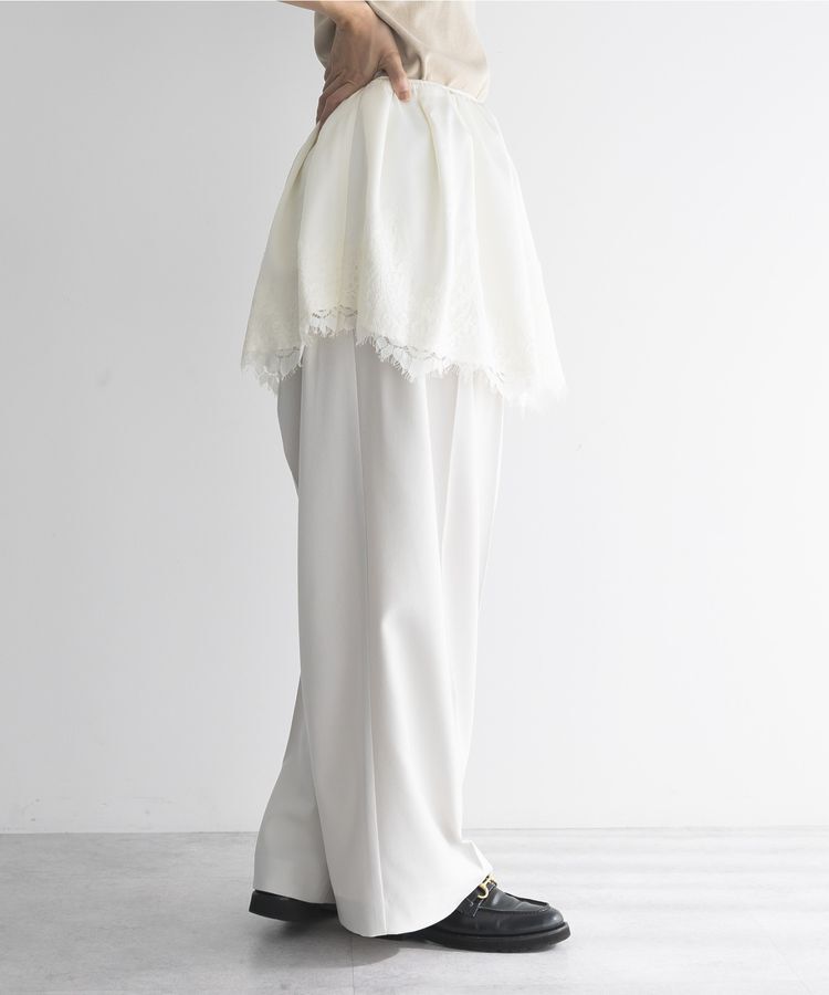 GARAGE OF GOOD CLOTHING「マットサテン裾レース付ショート丈スカート」|フレア|