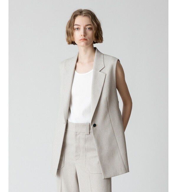 allureville「【セットアップ対応可能】麻調カルゼサイドオープンジレ」|ベスト・ジレ|